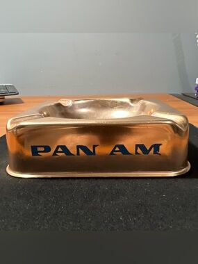 Vintage PAN AM Airlines Globe Copper Aluminum Large Ashtray original 1960s